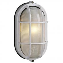  305014 WHT - Cast Aluminum Marine Light with Guard - White w/ Frosted Glass